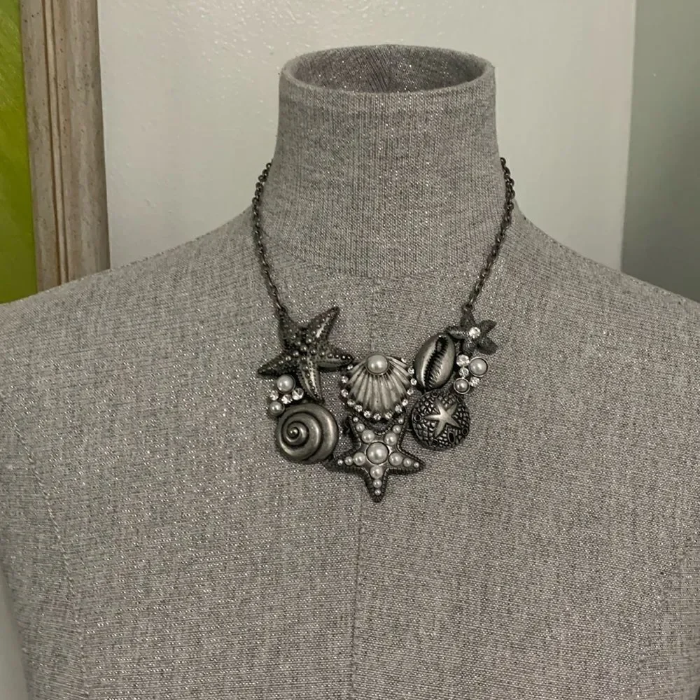 Cookie‎ Lee Ocean Themed Statement Costume Jewelry Necklace Starfish Shells
